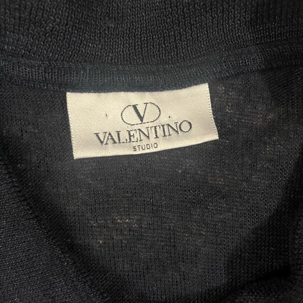 Vtg Valentino studio linen polo shirt navy extra large - Picture 2 of 8